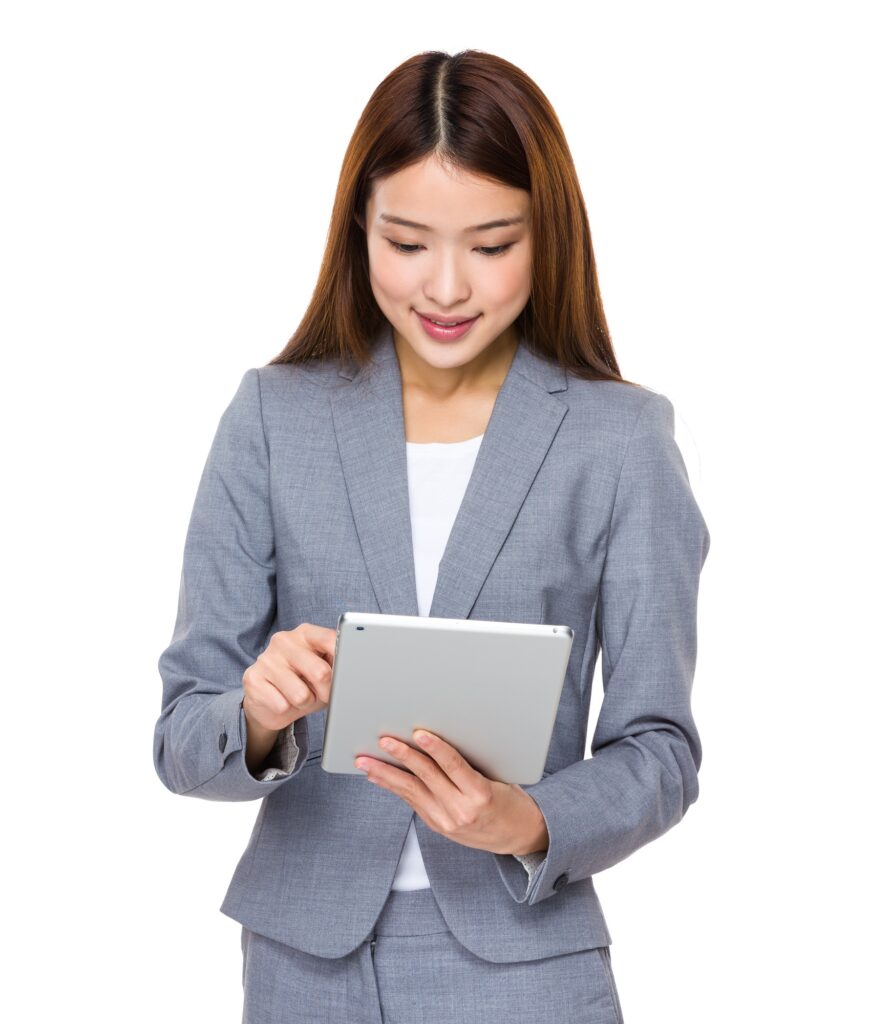 Businesswoman use of the tablet pc